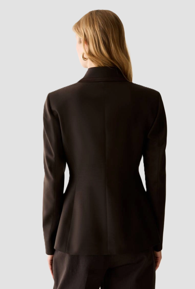Giacca slim fit doppiopetto donna testa di moro 