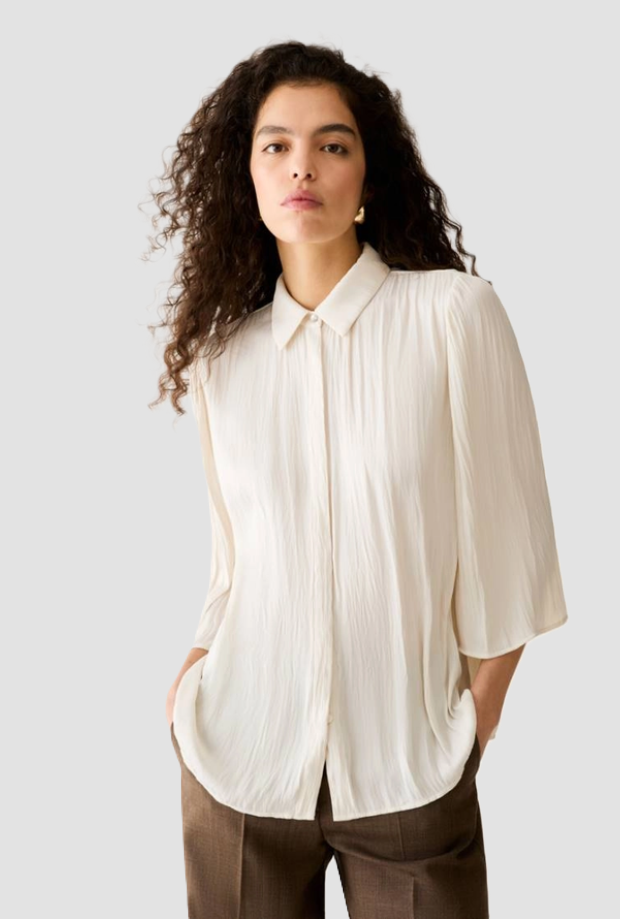 Camicia in raso crinkle donna bianco 