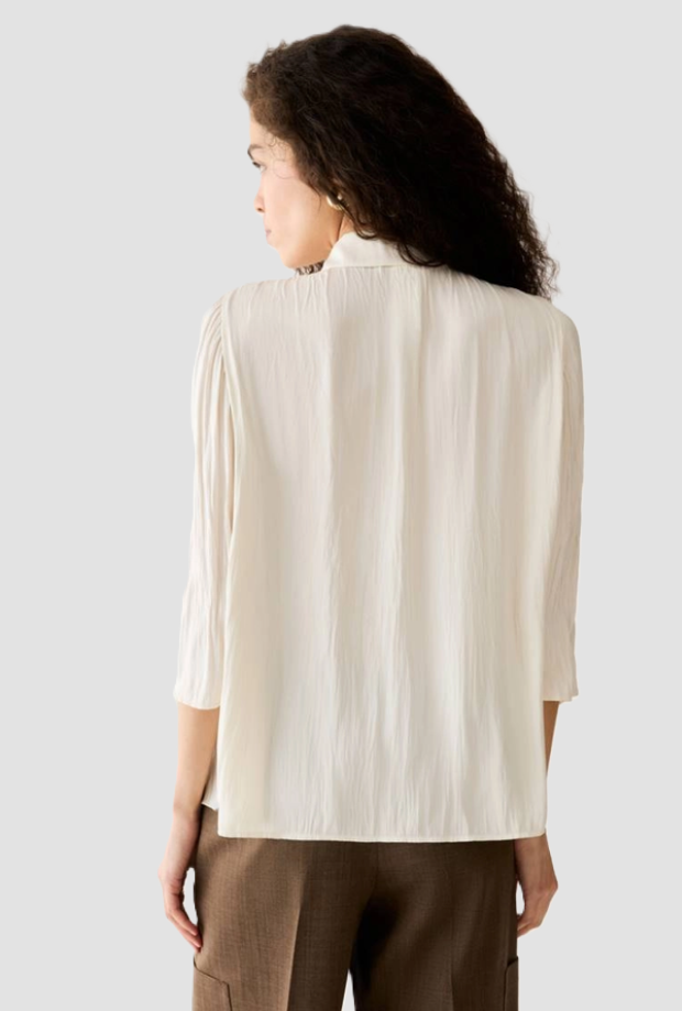 Camicia in raso crinkle donna bianco 