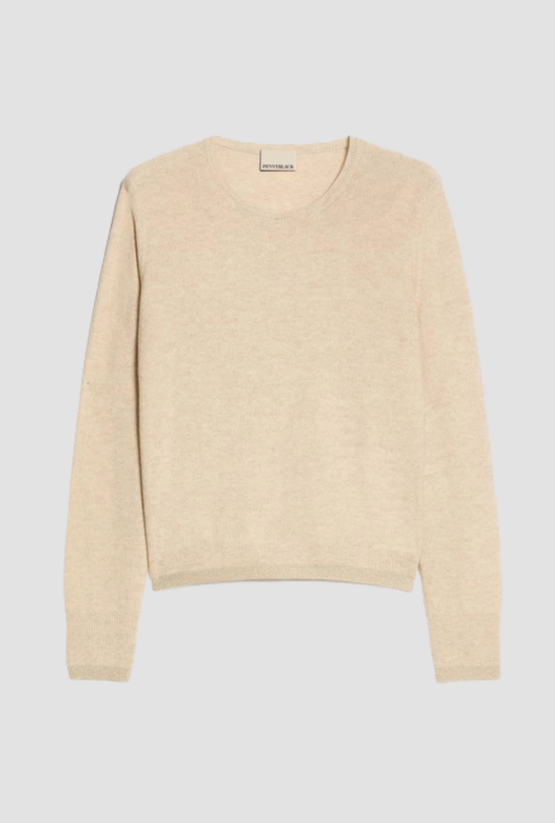 Maglia con micro-paillettes donna beige 