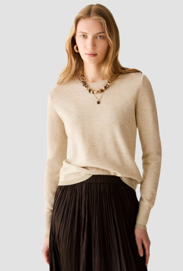 Maglia con micro-paillettes donna beige 