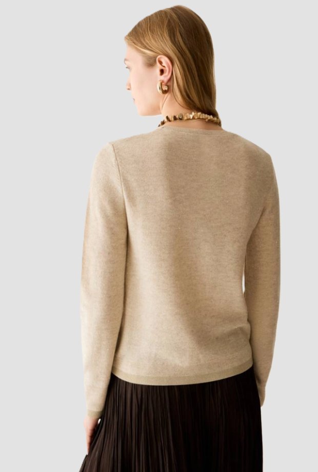 Maglia con micro-paillettes donna beige 