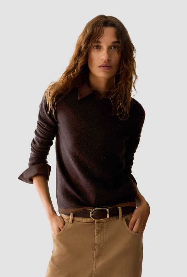 Maglia con micro pailettes donna testa di moro 