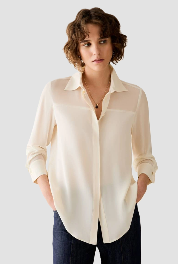 Camicia in misto seta donna avorio 