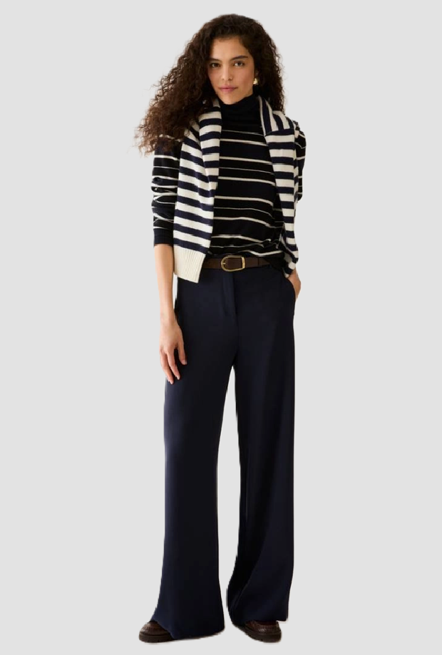 Pantalone gamba larga donna blu 