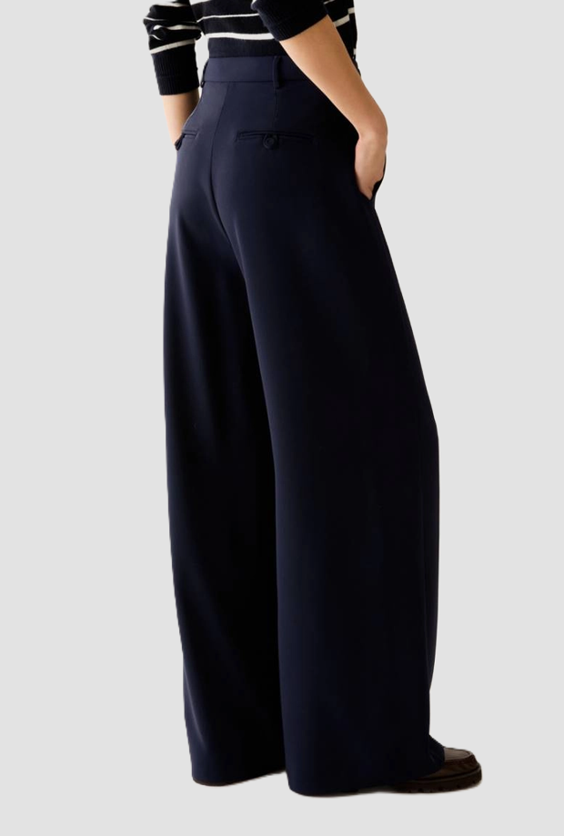 Pantalone gamba larga donna blu 