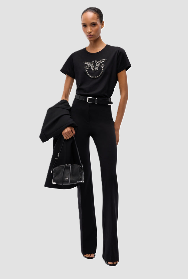 Pantalone in punto stoffa donna nero 