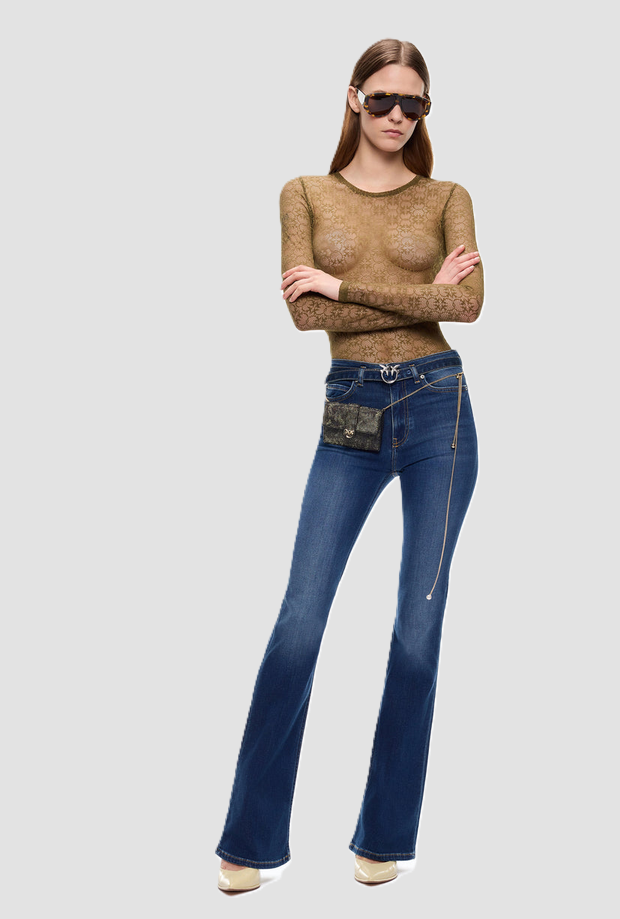 Jeans flare fit donna blu medio 