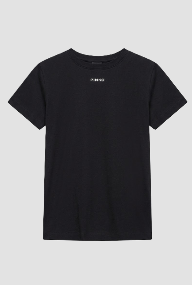 T-shirt basic con logo donna nero 