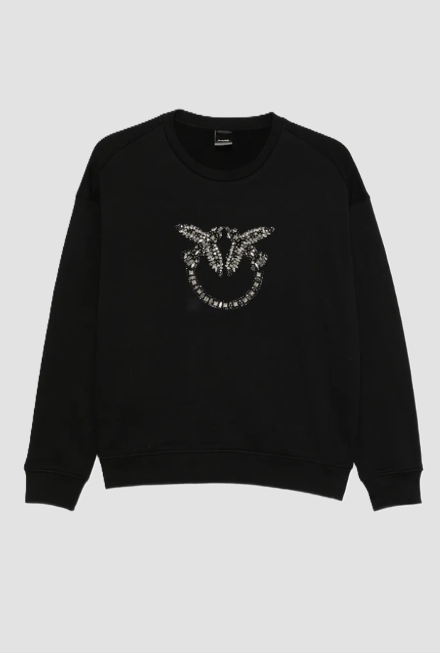 Felpa a girocollo Love Birds donna nero 