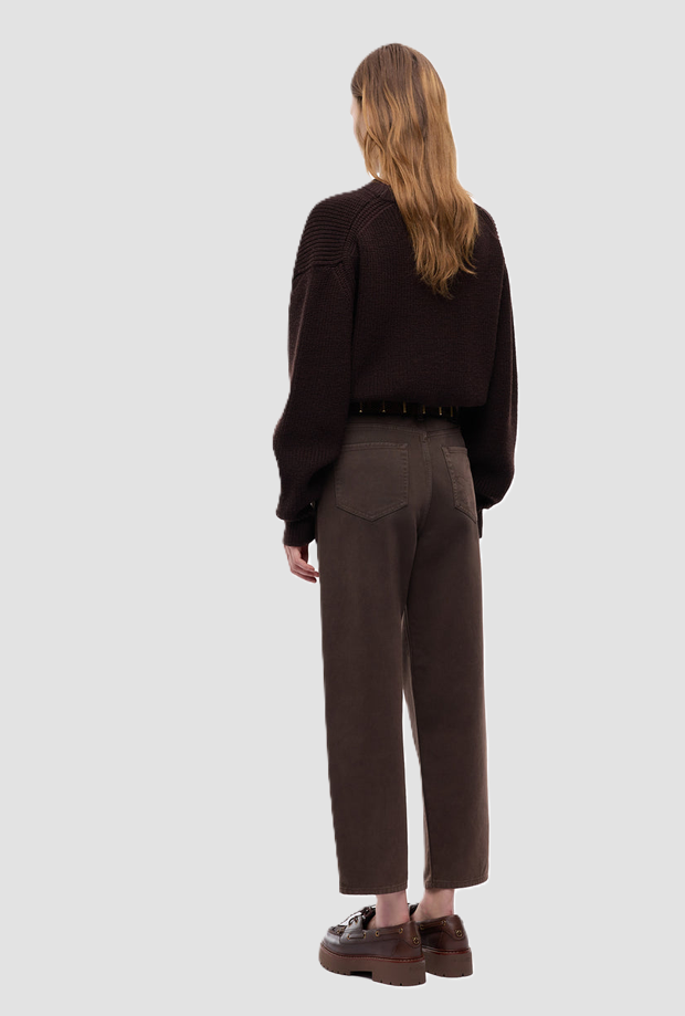 Jeans barrel fit donna marrone 