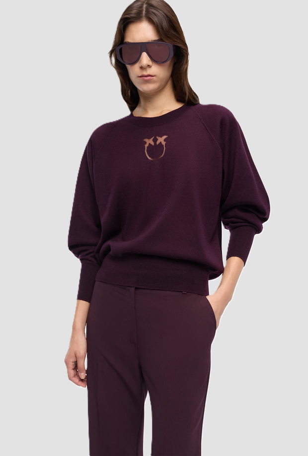 Maglia con logo Love Birds donna viola 