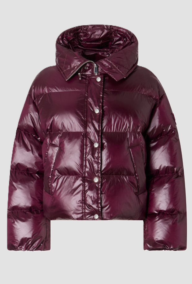 Piumino con cappuccio donna bordeaux 