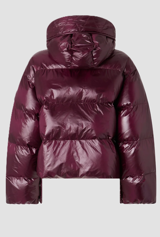 Piumino con cappuccio donna bordeaux 