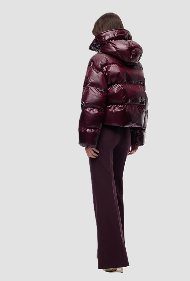 Piumino con cappuccio donna bordeaux 
