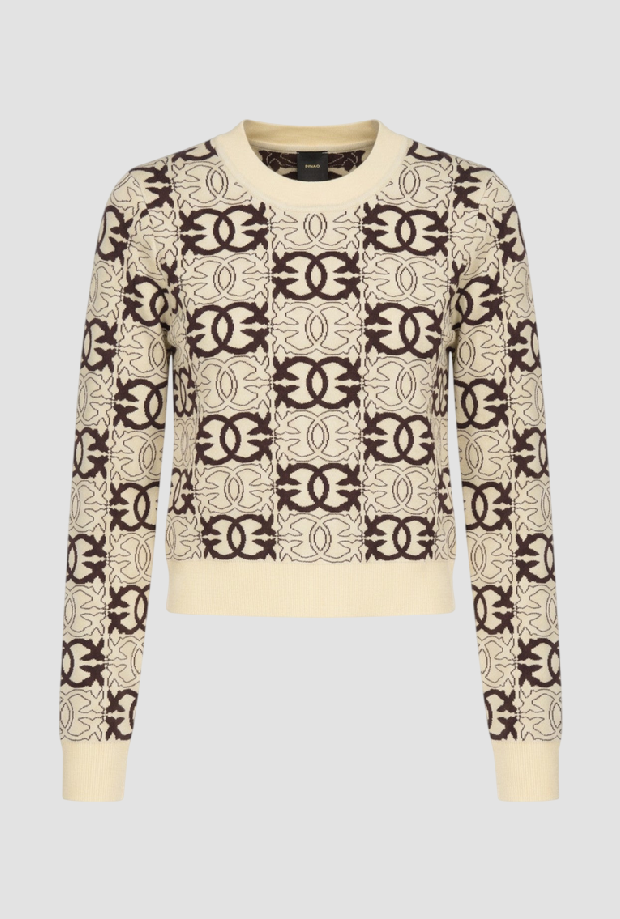 Maglia cropped Love Birds donna beige-marrone 