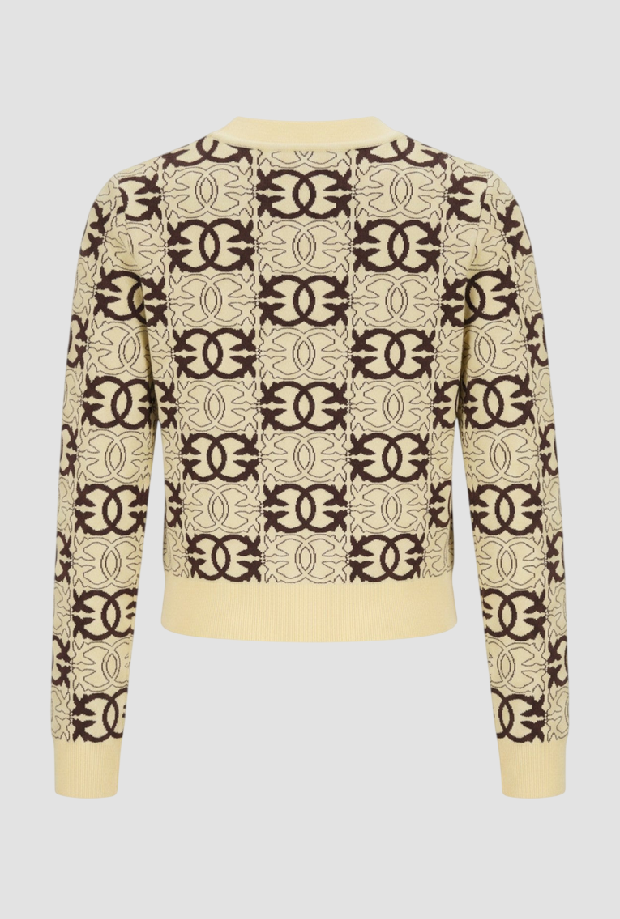 Maglia cropped Love Birds donna beige-marrone 