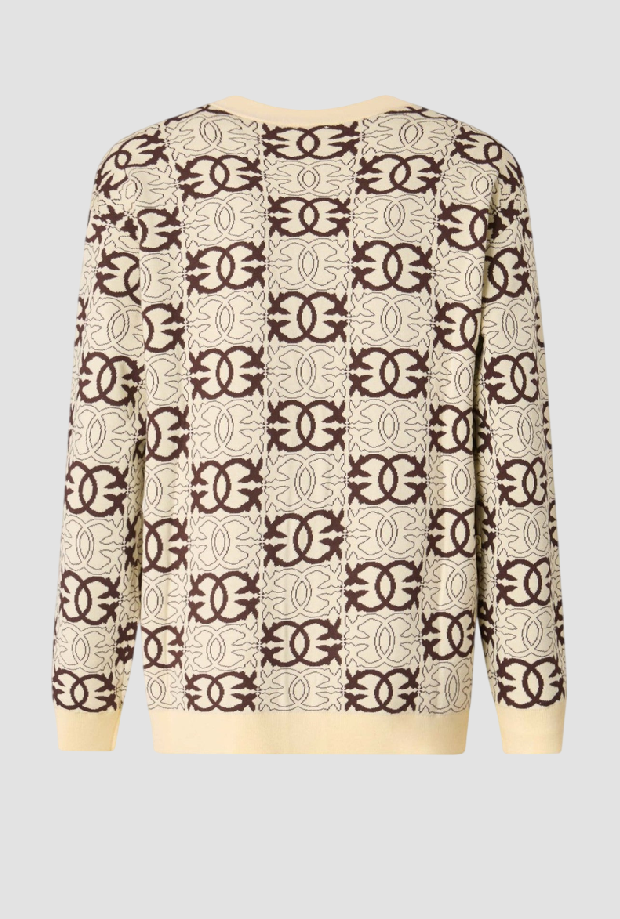 Cardigan a V Love Birds donna beige-marrone 