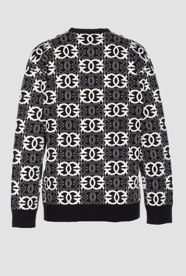 Cardigan a V Love Birds donna nero-bianco 