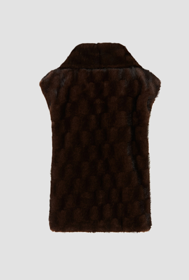 Gilet simil-pelliccia donna marrone 