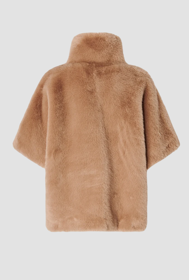 Cappa effetto pelliccia donna beige 