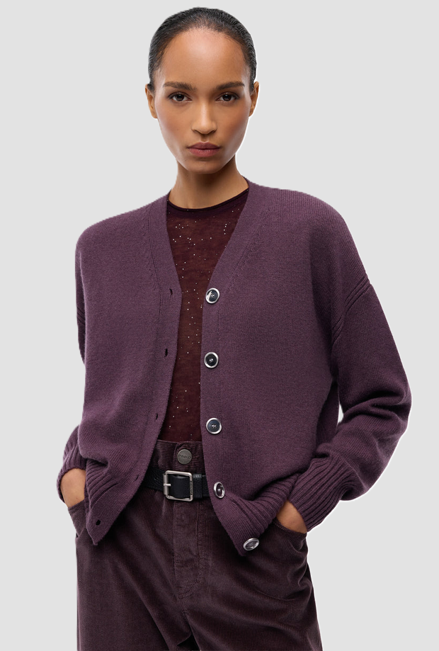Cardigan in misto lana donna viola 