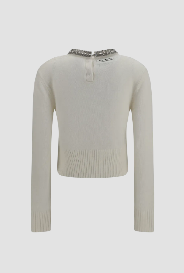 Maglione Berlino con strass donna bianco 