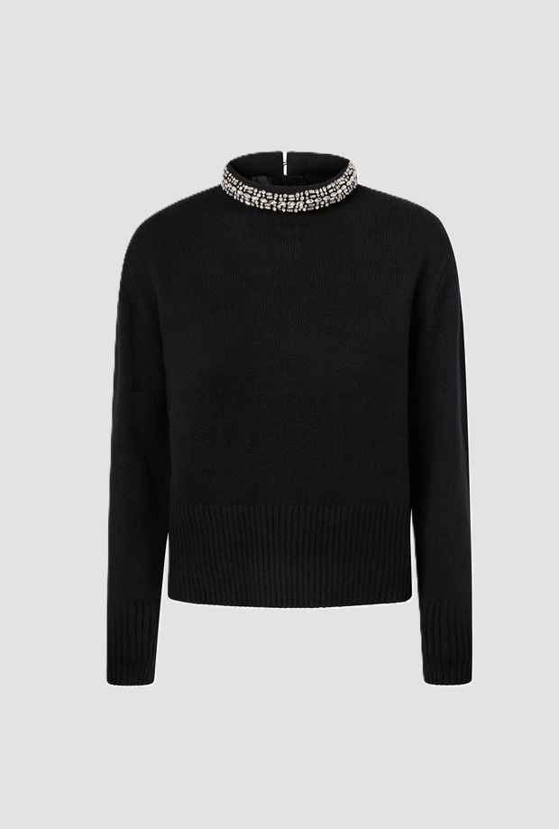 Maglia con gioiello donna nero 