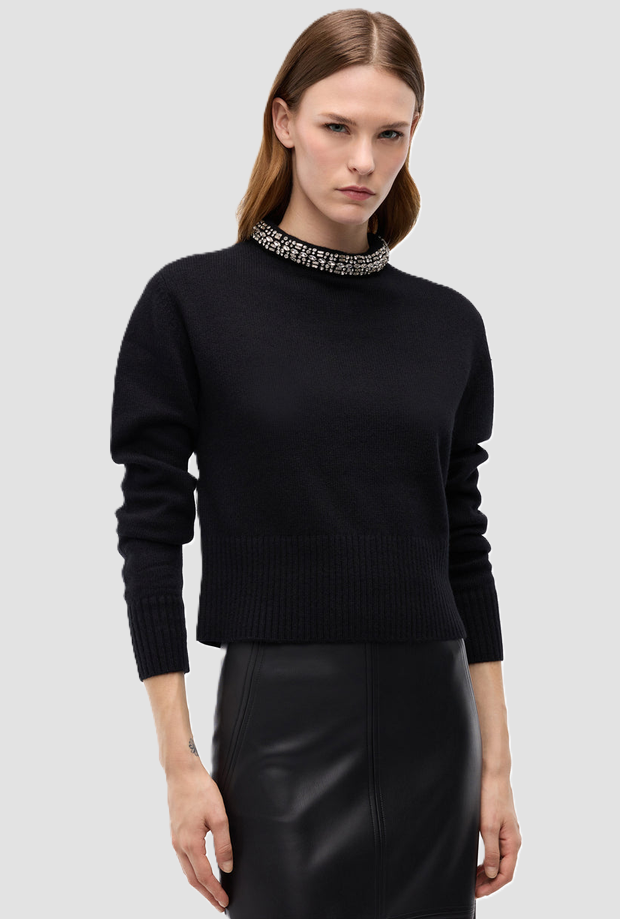 Maglia con gioiello donna nero 