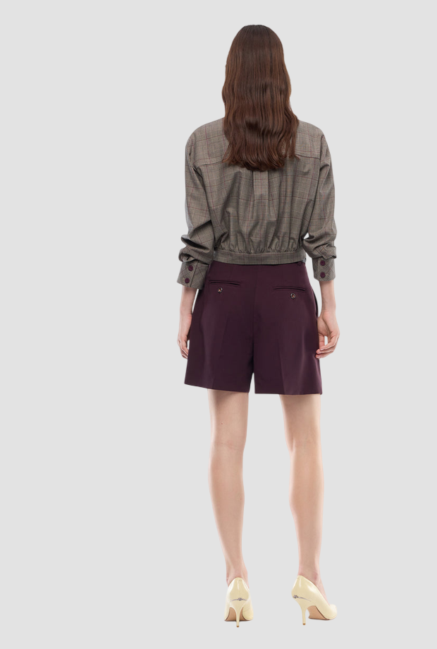 Shorts sartoriali donna bordeaux scuro 