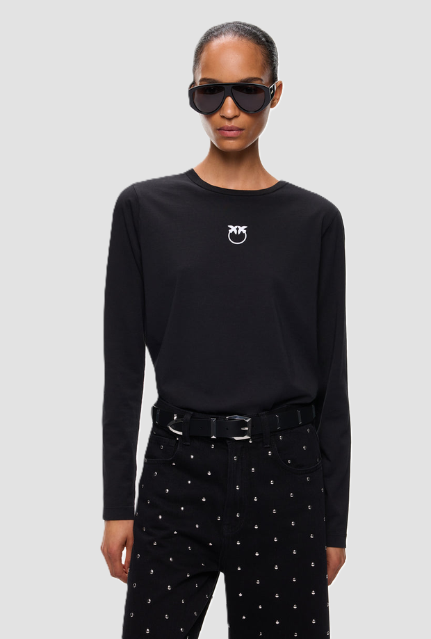 Maglia con logo Love Birds donna nero 