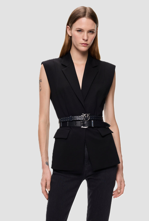 Giacca gilet monopetto donna nero 