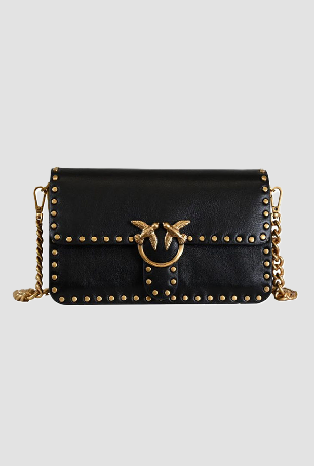 Borsa mini Love One con borchie da donna nero 