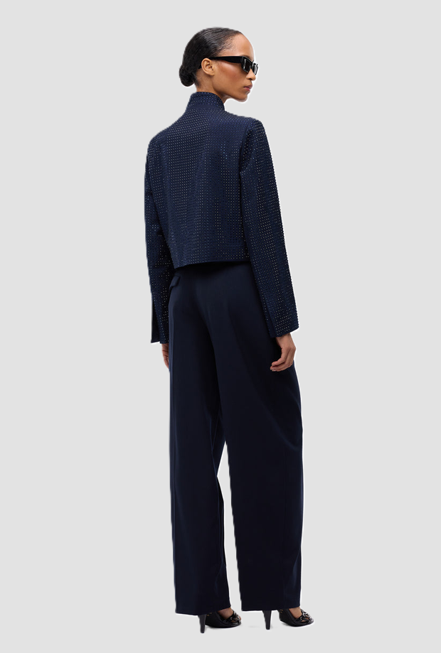 Pantalone barrel fit donna blu scuro 