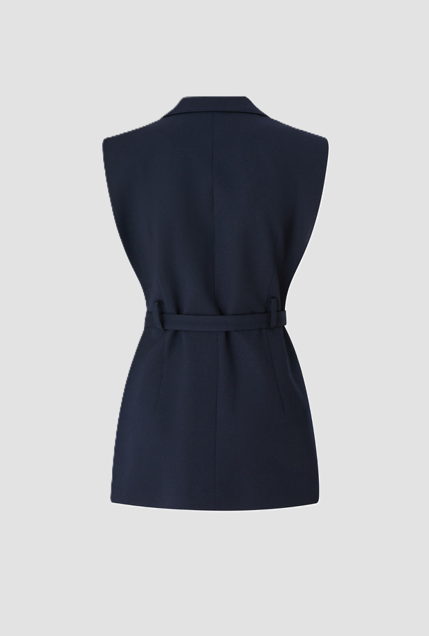 Giacca gilet con cintura donna blu scuro 