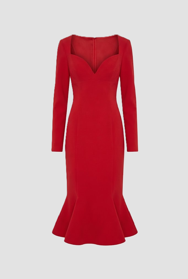 Abito con scollo a cuore donna rosso 
