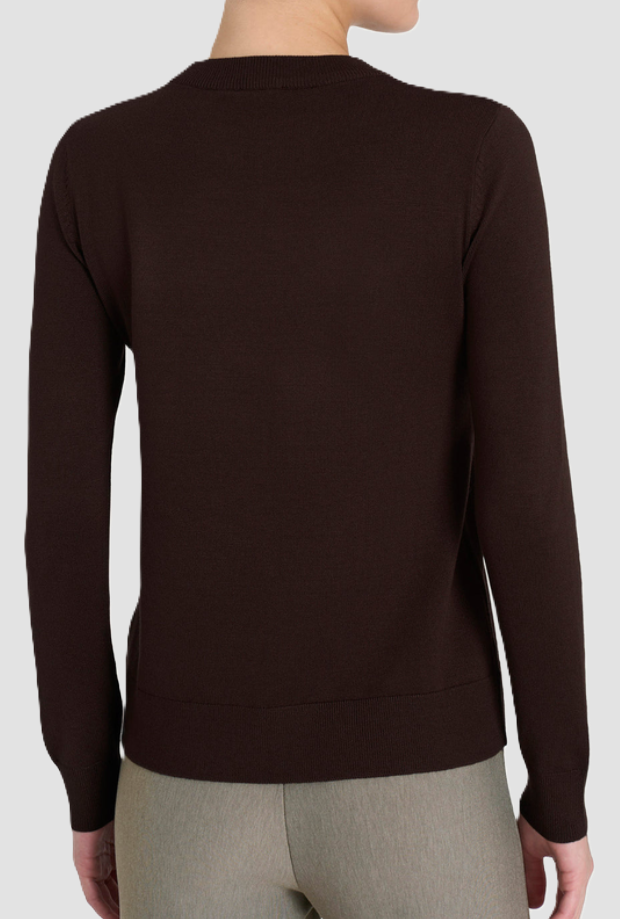 Maglia girocollo donna marrone 