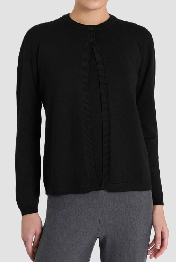 Cardigan con due bottoni donna nero 