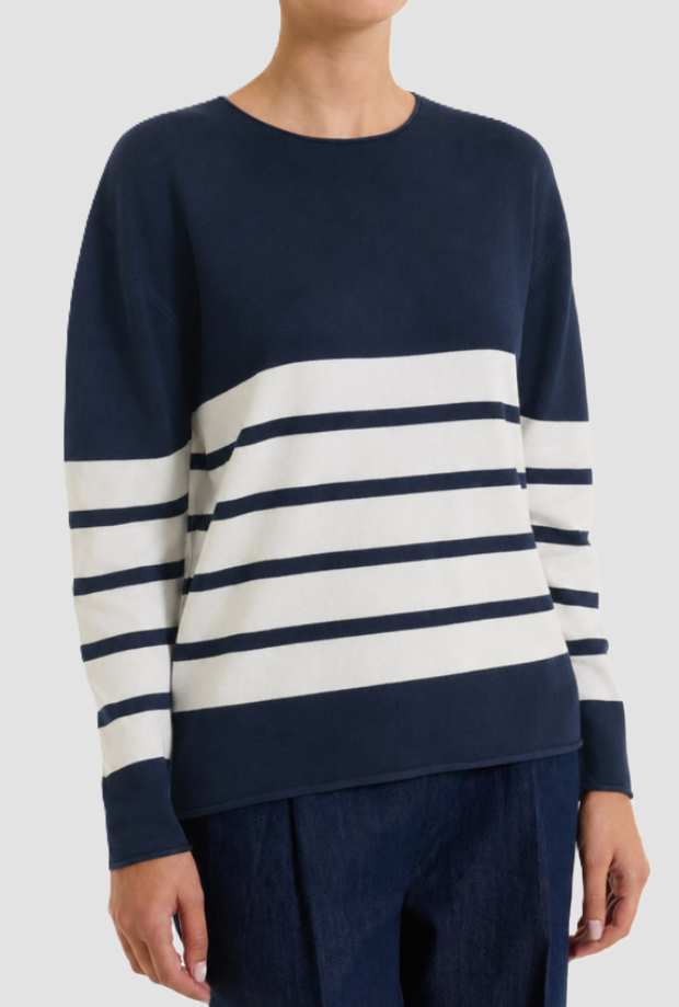 Maglia a righe donna blu-bianco 