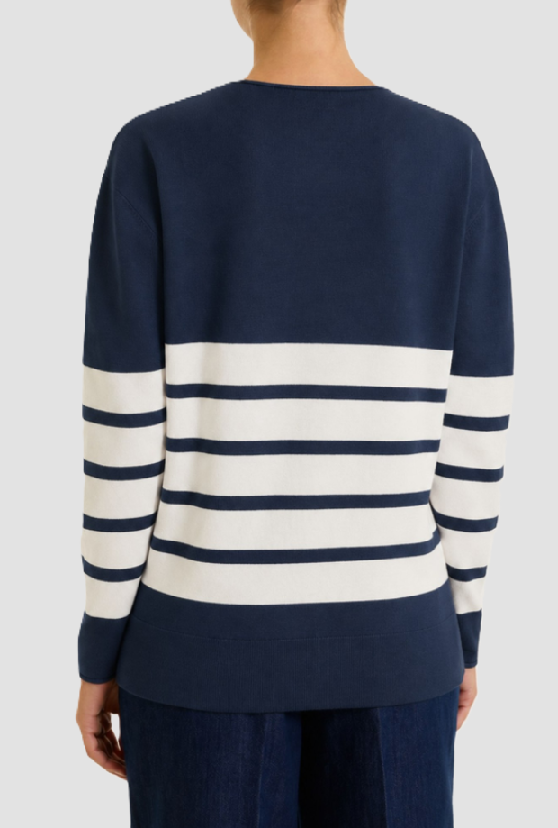Maglia a righe donna blu-bianco 