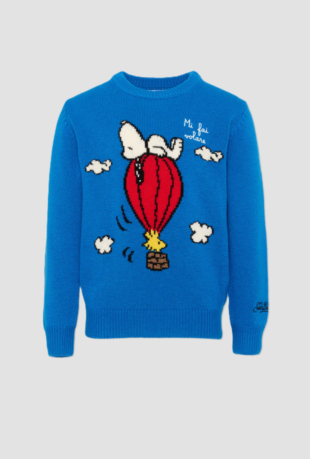 Maglione Douglas con Snoopy da bambino azzurro 