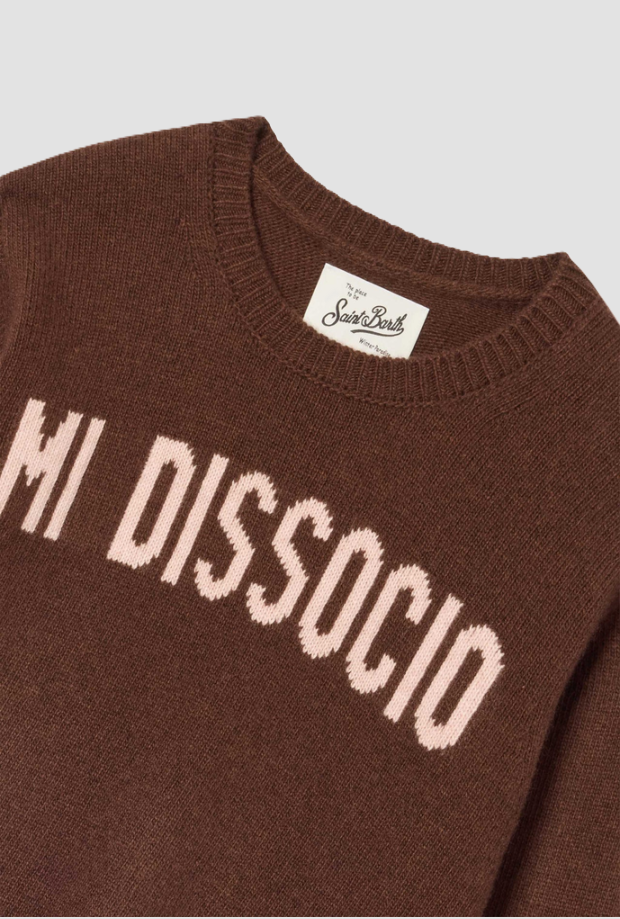 Maglia Princess misto lana da bambina marrone 