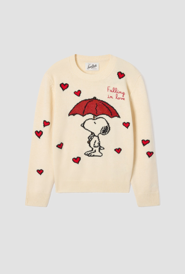 Maglia Princess con Snoopy da bambina panna 
