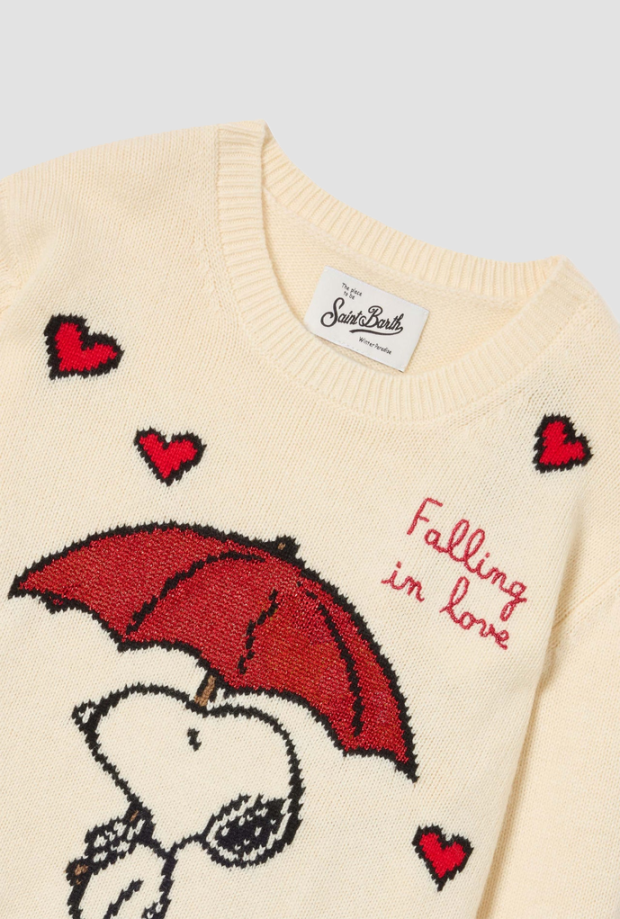 Maglia Princess con Snoopy da bambina panna 
