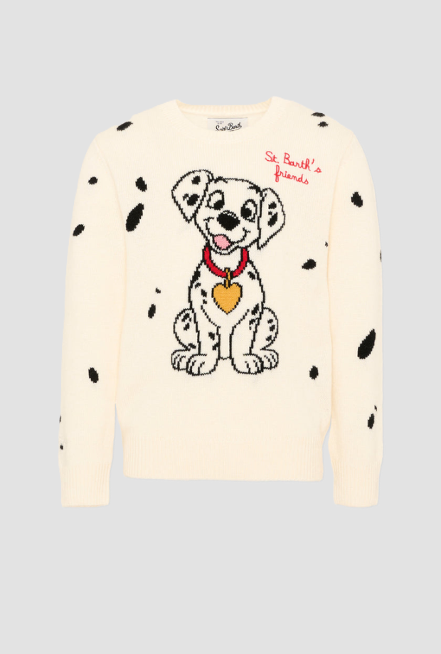 Maglia Princess con dalmata da bambina avorio 