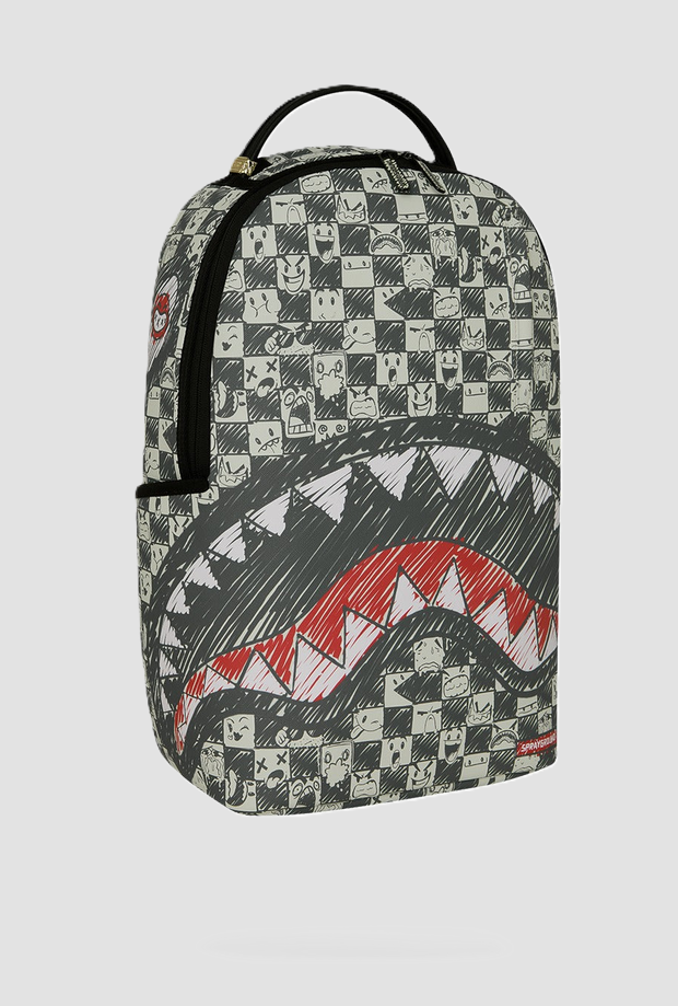 Zaino con grafica checkered unisex bianco-nero 
