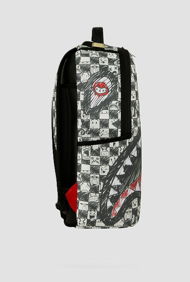 Zaino con grafica checkered unisex bianco-nero 