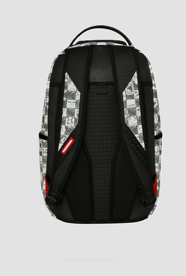 Zaino con grafica checkered unisex bianco-nero 