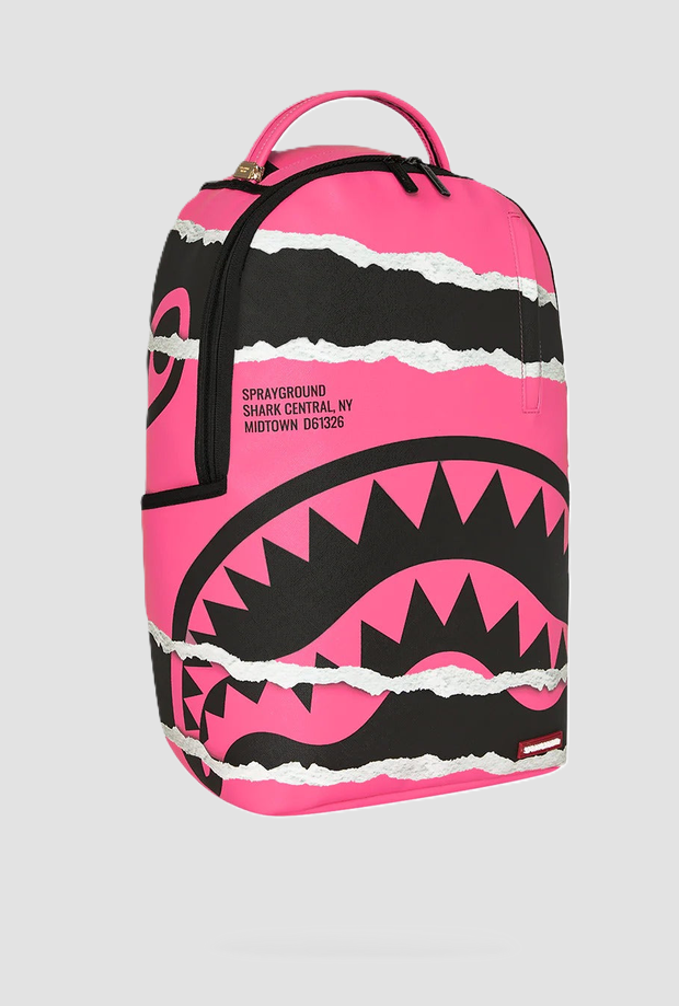 Zaino con grafica Shark unisex rosa-nero 