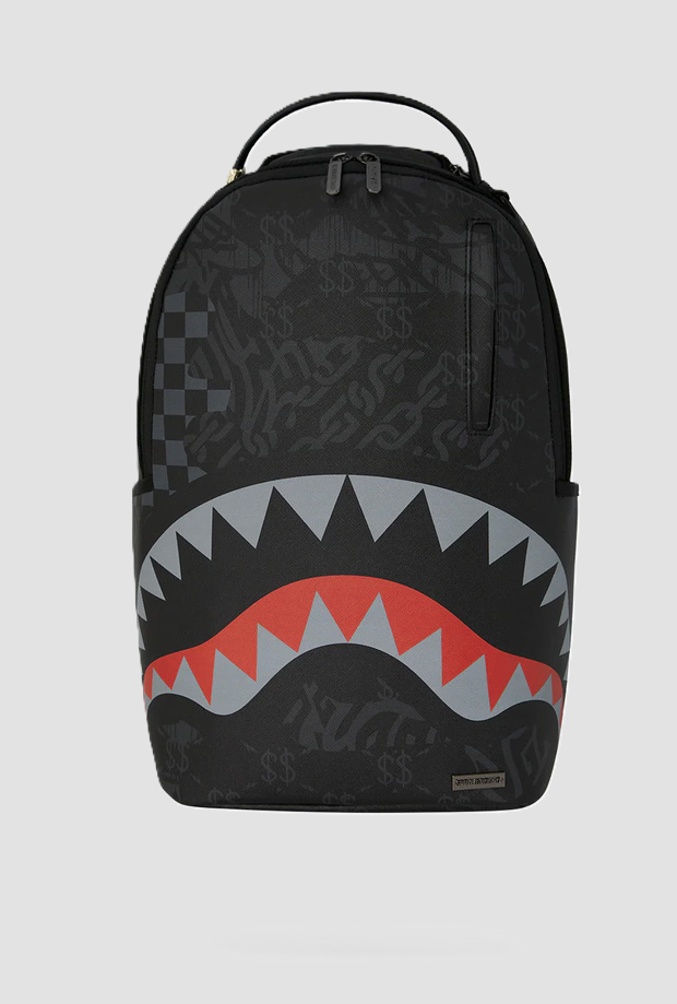 Zaino con grafica Shark unisex nero 